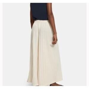 Theory Pleated Palazzo Wide Leg Pull On Pants Bristol Ivory Sz S